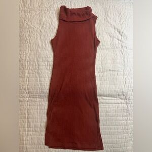 The classic rust turtleneck bodycon dress
